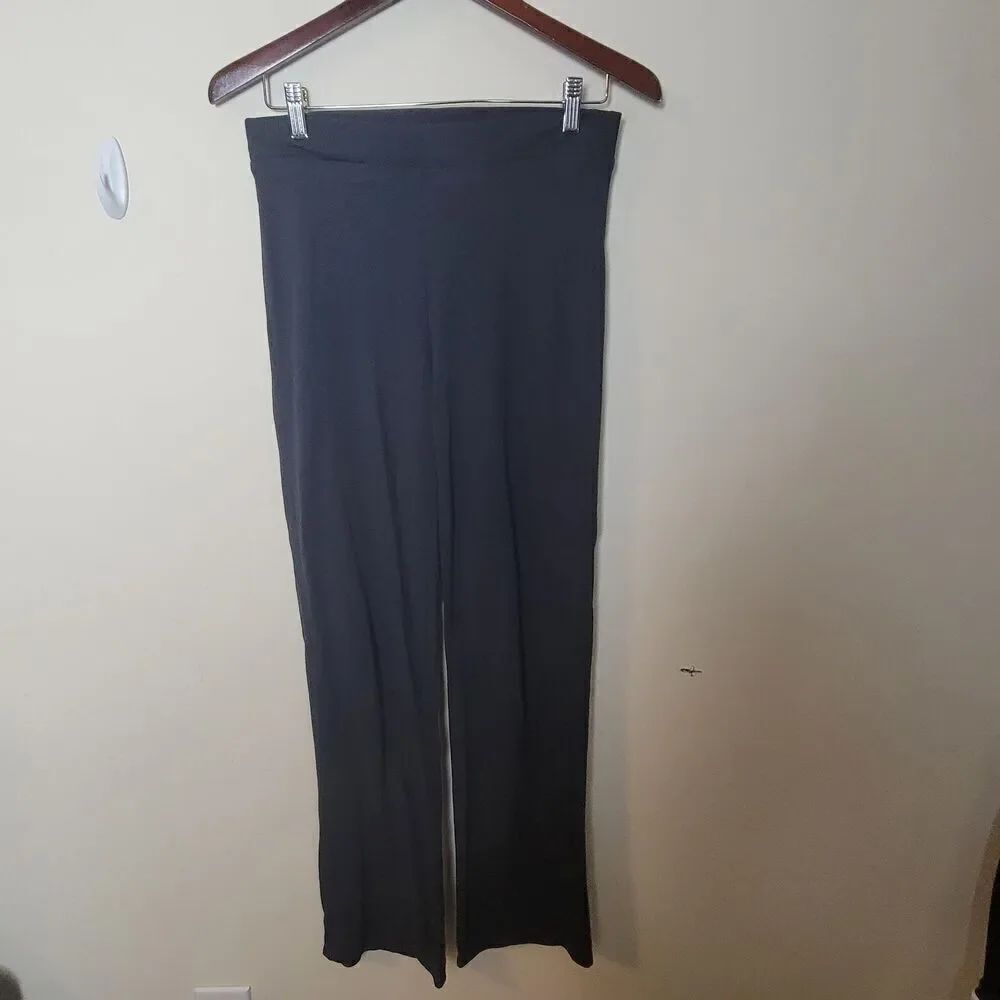 FLAX pull on elastic waist knit pants navy Small Flared leggings